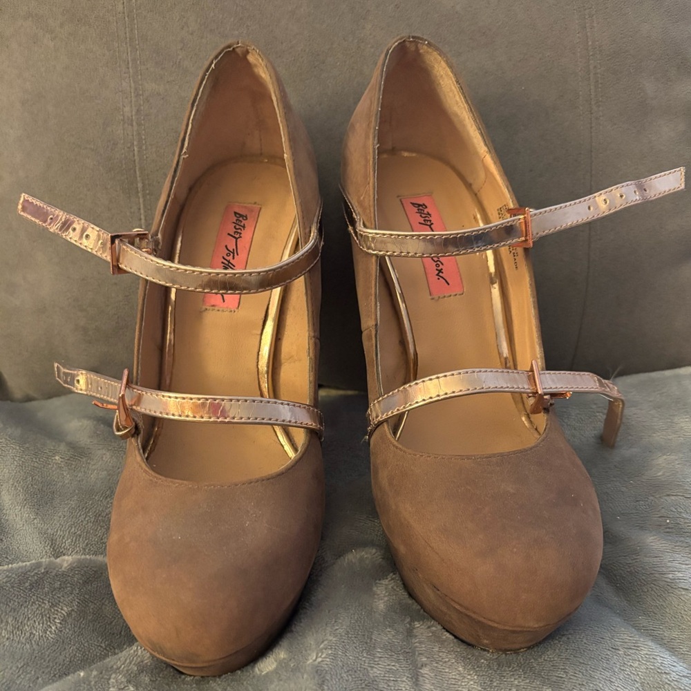Betsey Johnson Brown Double Strap Heels